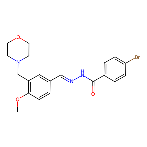 (E)-4-bromo-N'-(4-methoxy-3-(morpholinomethyl)benzylidene)benzohydrazide structure