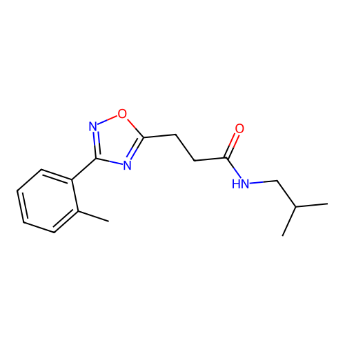3-[3-(2-methylphenyl)-1,2,4-oxadiazol-5-yl]-N-(2-methylpropyl)propanamide structure