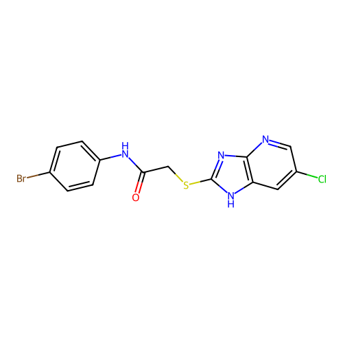 N-(4-bromophenyl)-2-[(6-chloro-1H-imidazo[4,5-b]pyridin-2-yl)sulfanyl]acetamide structure