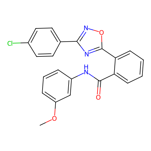 2-[3-(4-chlorophenyl)-1,2,4-oxadiazol-5-yl]-N-(3-methoxyphenyl)benzamide structure