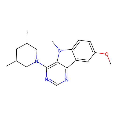 4-(3,5-dimethylpiperidin-1-yl)-8-methoxy-5-methyl-5H-pyrimido[5,4-b]indole structure