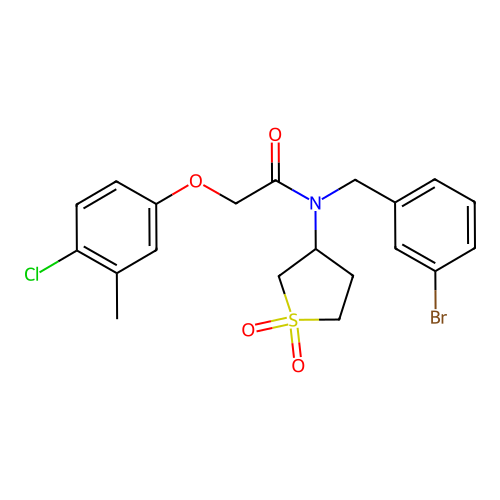 N-(3-bromobenzyl)-2-(4-chloro-3-methylphenoxy)-N-(1,1-dioxidotetrahydrothiophen-3-yl)acetamide structure