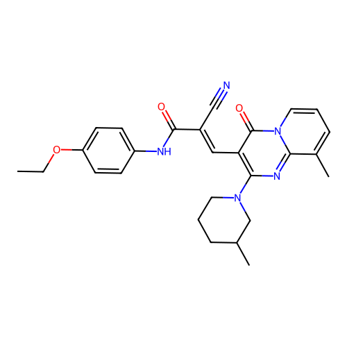 (2E)-2-cyano-N-(4-ethoxyphenyl)-3-[9-methyl-2-(3-methylpiperidin-1-yl)-4-oxo-4H-pyrido[1,2-a]pyrimidin-3-yl]prop-2-enamide structure