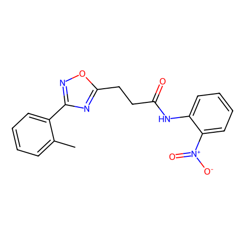 3-[3-(2-methylphenyl)-1,2,4-oxadiazol-5-yl]-N-(2-nitrophenyl)propanamide structure