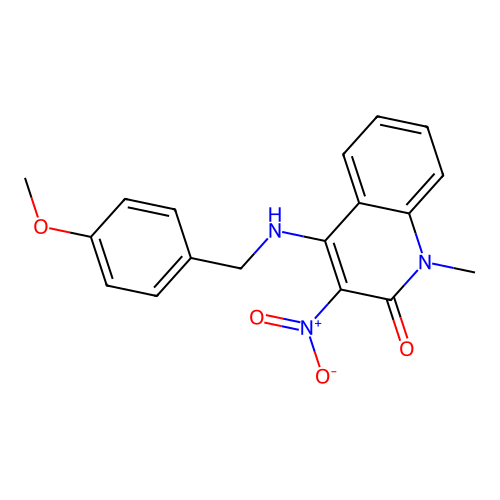 4-((4-methoxybenzyl)amino)-1-methyl-3-nitroquinolin-2(1H)-one structure