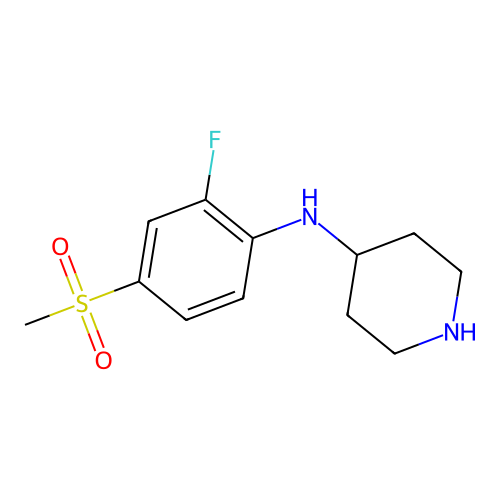 N-[2-Fluoro-4-(methylsulphonyl)phenyl]piperidin-4-amine structure