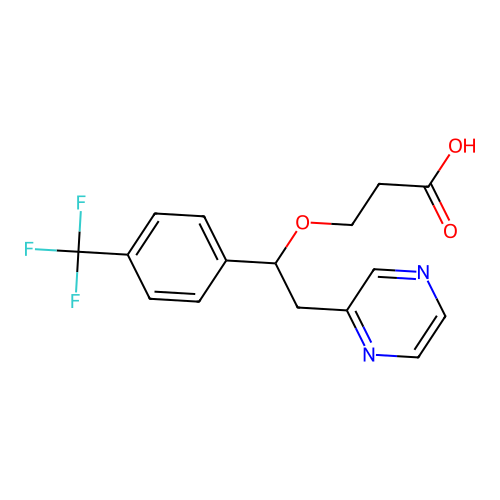 3-[2-(Pyrazin-2-yl)-1-[4-(trifluoromethyl)phenyl]ethoxy]propanoic acid structure