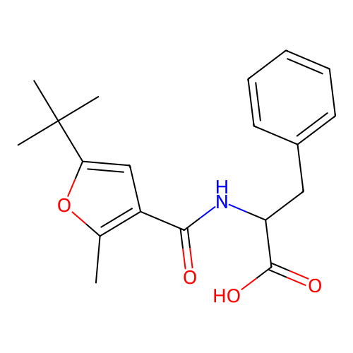 2-[(5-tert-Butyl-2-methyl-furan-3-carbonyl)-amino]-3-phenyl-propionic acid structure