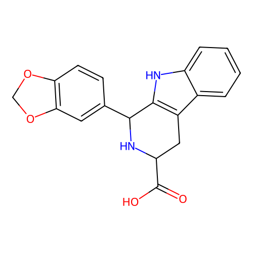 1-Benzo[1,3]dioxol-5-yl-2,3,4,9-tetrahydro-1H-beta-carboline-3-carboxylic acid structure