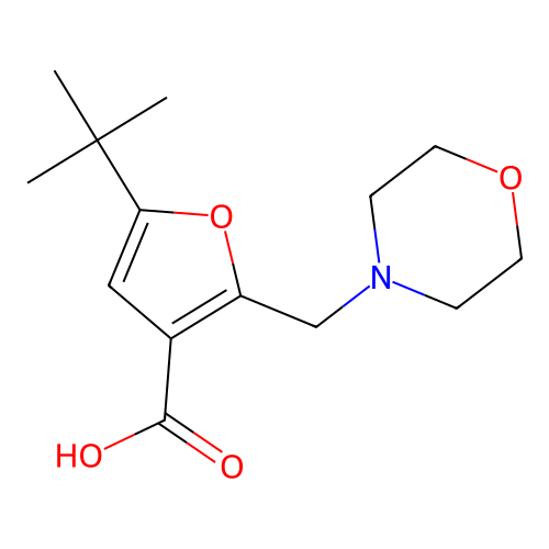 5-tert-Butyl-2-morpholin-4-ylmethyl-furan-3-carboxylic acid structure