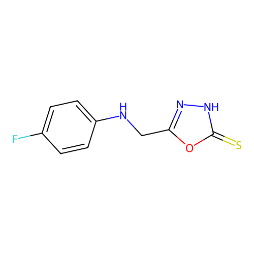 5-[(4-Fluoro-phenylamino)-methyl]-[1,3,4]oxadiazole-2-thiol structure