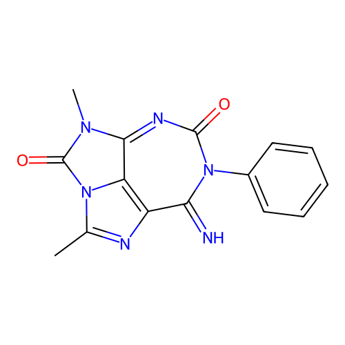 11-Imino-3,6-dimethyl-10-phenyl-2,4,6,8,10-pentazatricyclo[5.4.1.04,12]dodeca-1(12),2,7-triene-5,9-dione structure