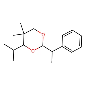 4-Isopropyl-5,5-dimethyl-2-(1-phenylethyl)-1,3-dioxane structure