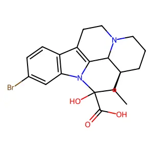 Eburnamenine-14-carboxylic acid, 11-bromo-14,15-dihydro-14-hydroxy-, (3alpha,14beta,16alpha)- structure