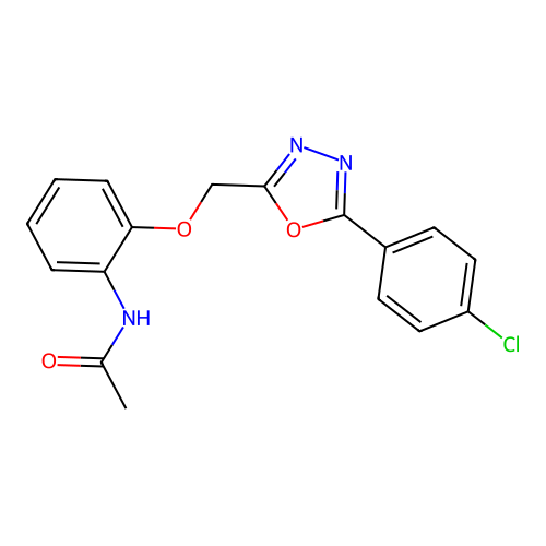 N-[2-[[5-(4-chlorophenyl)-1,3,4-oxadiazol-2-yl]methoxy]phenyl]acetamide structure