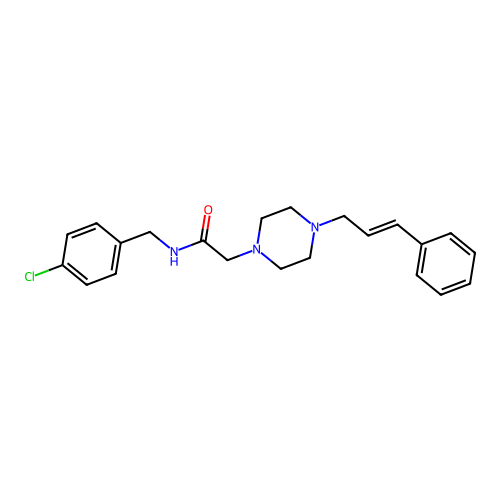 N-[(4-chlorophenyl)methyl]-2-(4-cinnamylpiperazin-1-yl)acetamide structure