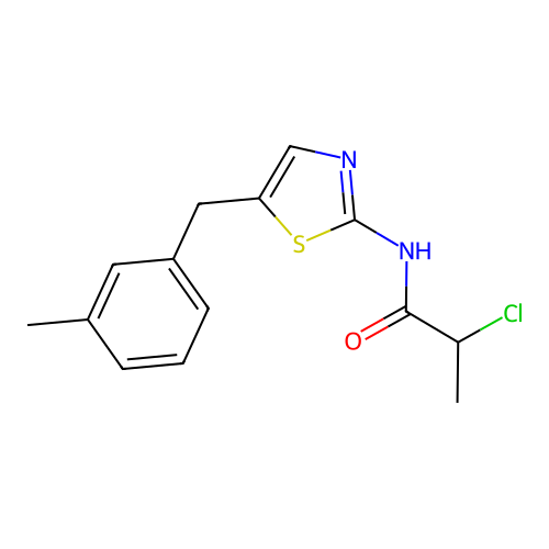 2-chloro-N-[5-(3-methylbenzyl)-1,3-thiazol-2-yl]propanamide structure
