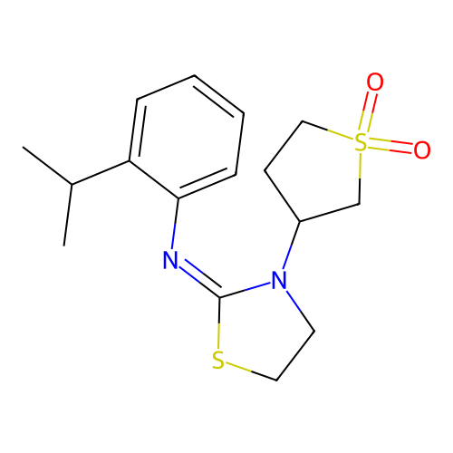 2-(1-Methylethyl)-N-[3-(tetrahydro-1,1-dioxido-3-thienyl)-2-thiazolidinylidene]benzenamine structure
