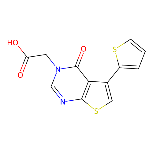 (4-oxo-5-thien-2-ylthieno[2,3-d]pyrimidin-3(4H)-yl)acetic acid structure