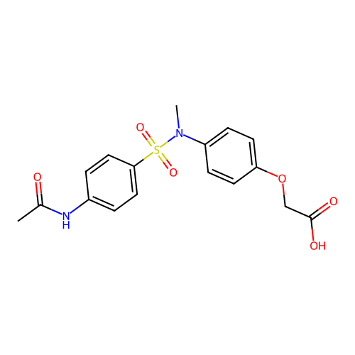 2-[4-(N-methyl4-acetamidobenzenesulfonamido)phenoxy]acetic acid structure