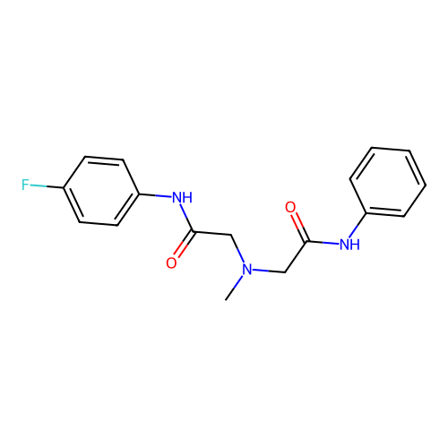 2-[[2-(4-fluoroanilino)-2-oxoethyl]-methylamino]-N-phenylacetamide structure