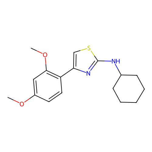 N-cyclohexyl-4-(2,4-dimethoxyphenyl)-1,3-thiazol-2-amine structure