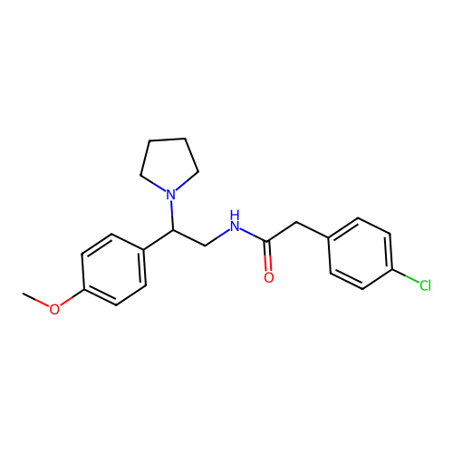 2-(4-chlorophenyl)-N-[2-(4-methoxyphenyl)-2-pyrrolidin-1-ylethyl]acetamide structure