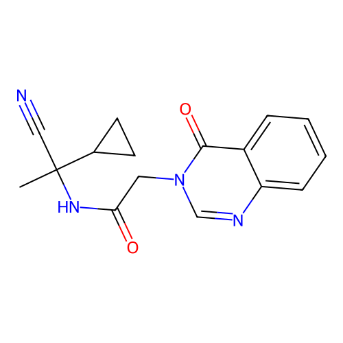 N-(1-cyano-1-cyclopropylethyl)-2-(4-oxo-3,4-dihydroquinazolin-3-yl)acetamide structure