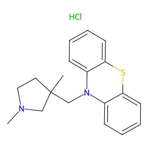 10-((1,3-Dimethyl-3-pyrrolidinyl)methyl)-10H-phenothiazine monohydrochloride structure
