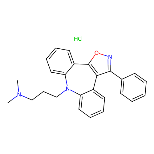 8H-Dibenz(b,f)isoxazolo(4,5-d)azepine-8-propanamine, N,N-dimethyl-3-phenyl-, monohydrochloride structure