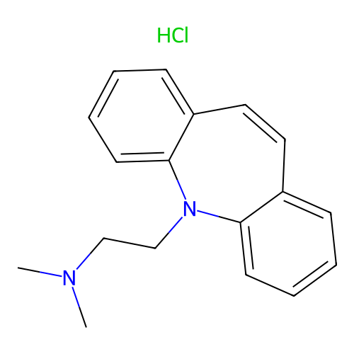 5H-Dibenz(b,f)azepine-5-ethanamine, N,N-dimethyl-, monohydrochloride structure