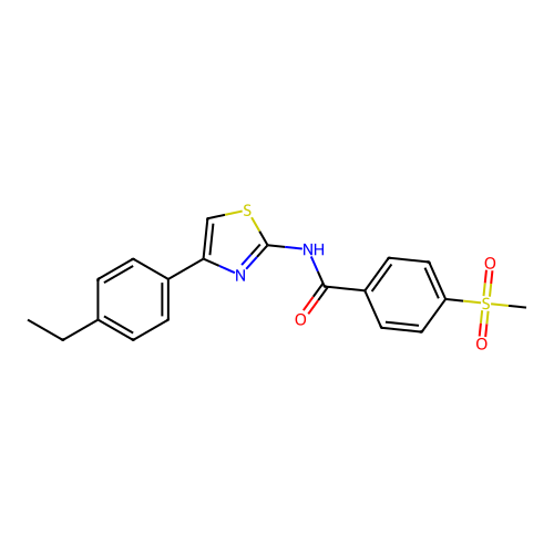 N-(4-(4-ethylphenyl)thiazol-2-yl)-4-(methylsulfonyl)benzamide structure