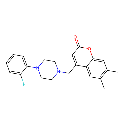 4-((4-(2-fluorophenyl)piperazin-1-yl)methyl)-6,7-dimethyl-2H-chromen-2-one structure