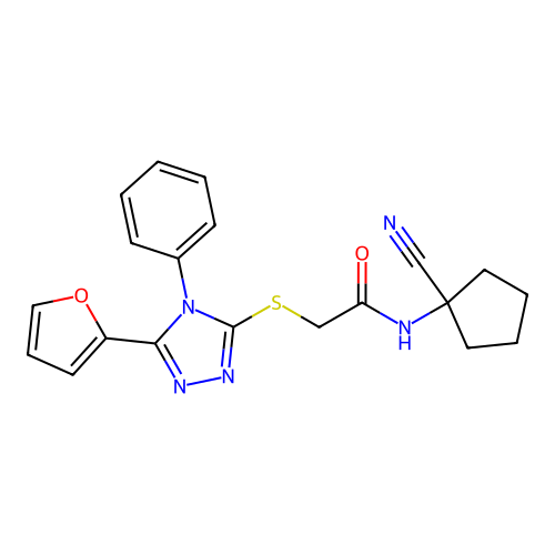 N-(1-cyanocyclopentyl)-2-[[5-(2-furyl)-4-phenyl-1,2,4-triazol-3-yl]sulfanyl]acetamide structure
