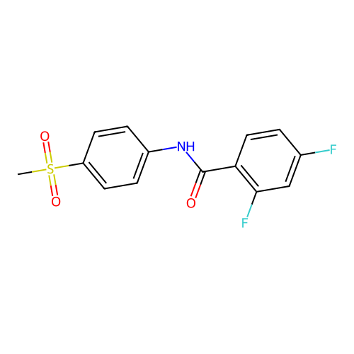 2,4-difluoro-N-(4-(methylsulfonyl)phenyl)benzamide structure