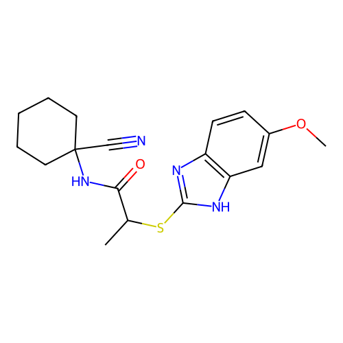 N-(1-cyanocyclohexyl)-2-[(5-methoxy-1H-1,3-benzodiazol-2-yl)sulfanyl]propanamide structure