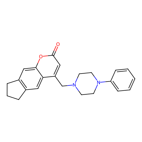 4-((4-phenylpiperazin-1-yl)methyl)-7,8-dihydrocyclopenta[g]chromen-2(6H)-one structure