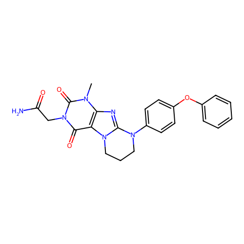 2-[1-methyl-2,4-dioxo-9-(4-phenoxyphenyl)-1,4,6,7,8,9-hexahydropyrimido[2,1-f]purin-3(2H)-yl]acetamide structure
