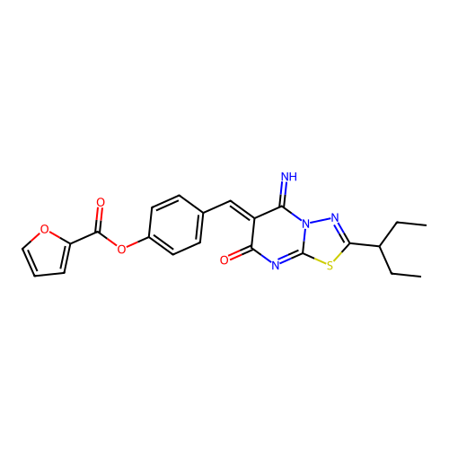 (Z)-4-((5-imino-7-oxo-2-(pentan-3-yl)-5H-[1,3,4]thiadiazolo[3,2-a]pyrimidin-6(7H)-ylidene)methyl)phenyl furan-2-carboxylate structure