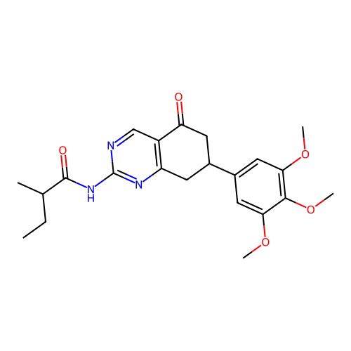 2-methyl-N-[5-oxo-7-(3,4,5-trimethoxyphenyl)-5,6,7,8-tetrahydroquinazolin-2-yl]butanamide structure
