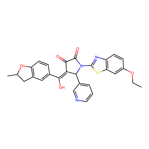 (4E)-1-(6-ethoxy-1,3-benzothiazol-2-yl)-4-[hydroxy(2-methyl-2,3-dihydro-1-benzofuran-5-yl)methylidene]-5-(pyridin-3-yl)pyrrolidine-2,3-dione structure
