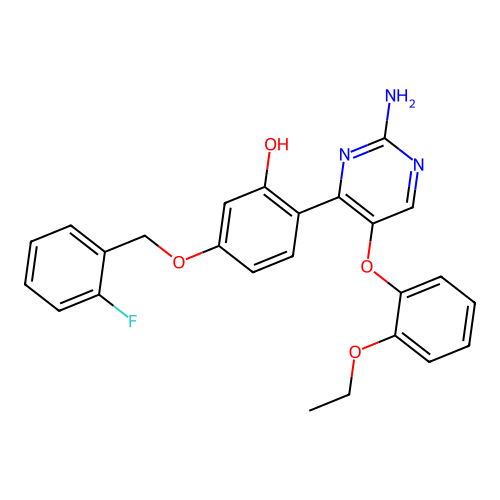 2-[2-Amino-5-(2-ethoxyphenoxy)pyrimidin-4-YL]-5-[(2-fluorophenyl)methoxy]phenol structure