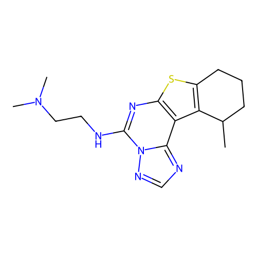 N,N-dimethyl-N'-(11-methyl-8,9,10,11-tetrahydro[1]benzothieno[3,2-e][1,2,4]triazolo[1,5-c]pyrimidin-5-yl)ethane-1,2-diamine structure