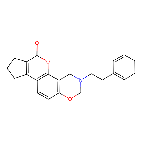 3-PHENETHYL-3,4,8,9-TETRAHYDRO-2H-CYCLOPENTA[3,4]CHROMENO[8,7-E][1,3]OXAZIN-6(7H)-ONE structure