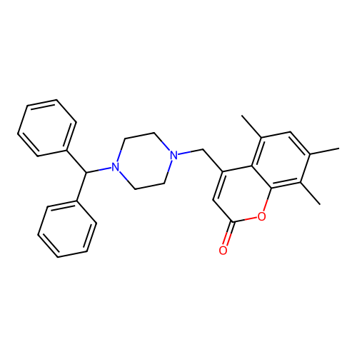 4-[(4-benzhydrylpiperazino)methyl]-5,7,8-trimethyl-2H-chromen-2-one structure