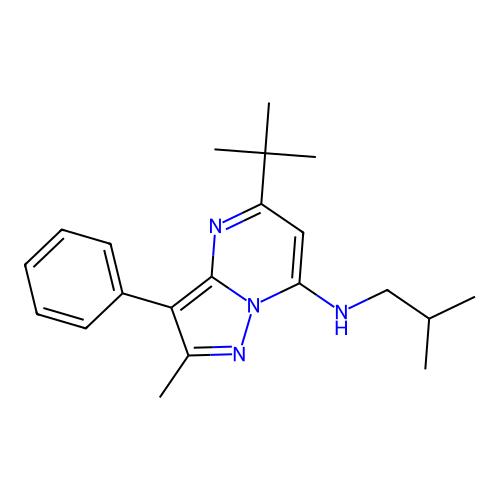 5-tert-butyl-2-methyl-N-(2-methylpropyl)-3-phenylpyrazolo[1,5-a]pyrimidin-7-amine structure