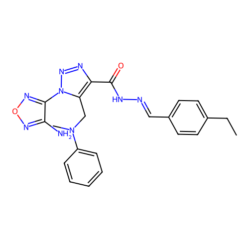 (E)-1-(4-amino-1,2,5-oxadiazol-3-yl)-N'-(4-ethylbenzylidene)-5-((methyl(phenyl)amino)methyl)-1H-1,2,3-triazole-4-carbohydrazide structure