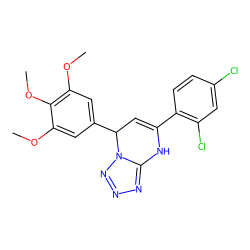 5-(2,4-dichlorophenyl)-7-(3,4,5-trimethoxyphenyl)-4,7-dihydrotetrazolo[1,5-a]pyrimidine structure