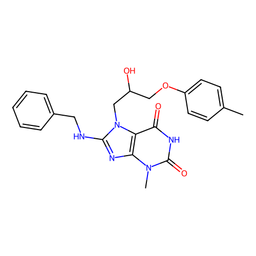 8-(Benzylamino)-7-[2-hydroxy-3-(4-methylphenoxy)propyl]-3-methylpurine-2,6-dione structure