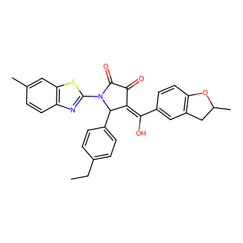 (4E)-5-(4-ethylphenyl)-4-[hydroxy(2-methyl-2,3-dihydro-1-benzofuran-5-yl)methylidene]-1-(6-methyl-1,3-benzothiazol-2-yl)pyrrolidine-2,3-dione structure
